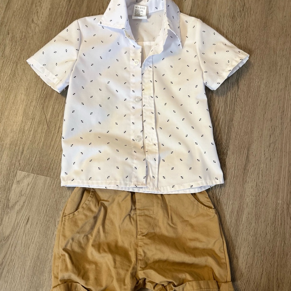 SHEIN White Kids Button Down Shirt with Pattern